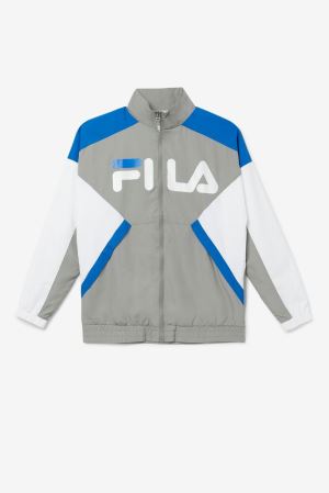 FILA Oliviero Wind Jackets Grey / White / Blue,Mens Clothing | CA.ELPOYQ041